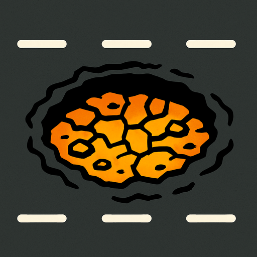 road pothole.
In-Game asset.  2d.  High contrast.  No shadows