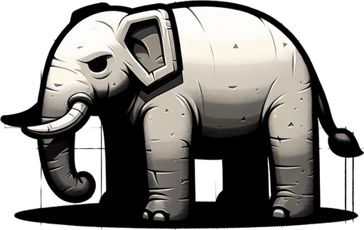 generate a elephant.
Single Game Texture.  In-Game asset.  2d.  Blank background.  High contrast.  No shadows