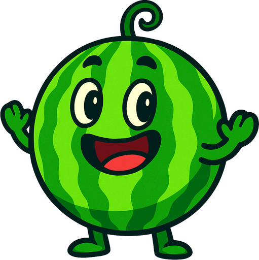 melon animado.
In-Game asset.  2d.  High contrast.  No shadows
