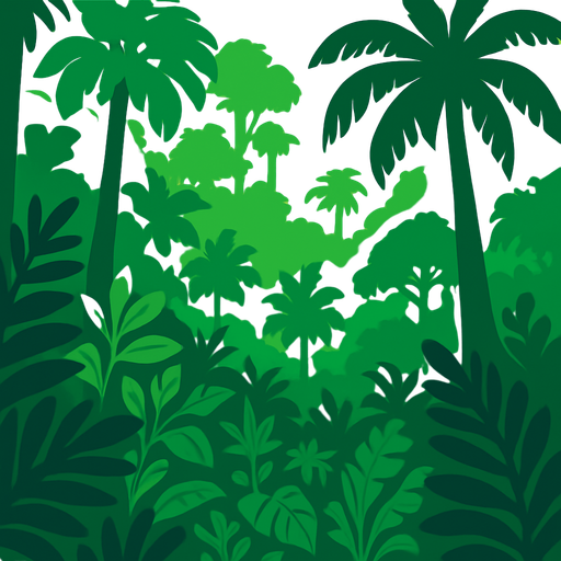 Fond d'écran forêt amazonienne.
In-Game asset.  2d.  High contrast.  No shadows