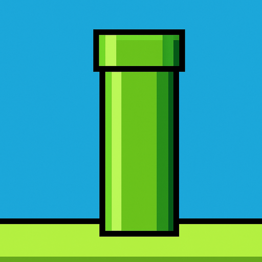 make one pipe copy of flappy bird game but one pipe.
In-Game asset.  2d.  High contrast.  No shadows