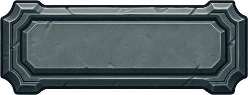 an old-style square long button in grey in a magical way.
In-Game asset.  2d.  High contrast.  No shadows