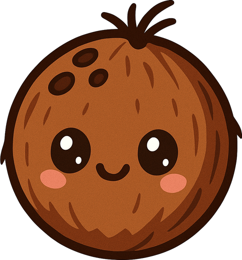 Coconut with cute face.
In-Game asset.  2d.  High contrast.  No shadows