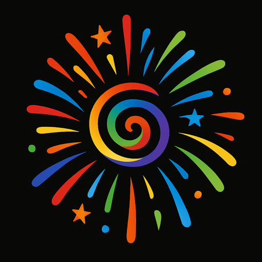 Havai fişek döngü spiral renkli.
In-Game asset.  2d.  High contrast.  No shadows