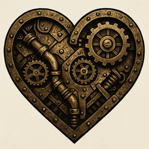 haz un corazon con aspecto steampunk metalico desgastado.
In-Game asset.  2d.  High contrast.  No shadows