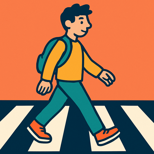 make me a person who crossing the road left to right.
In-Game asset.  2d.  High contrast.  No shadows