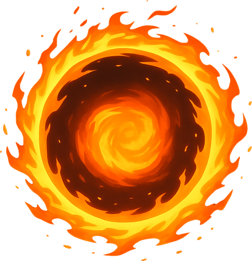 circular fire energy ball.
In-Game asset.  2d.  High contrast.  No shadows