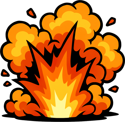 patlama efekti alev duman.
In-Game asset.  2d.  High contrast.  No shadows