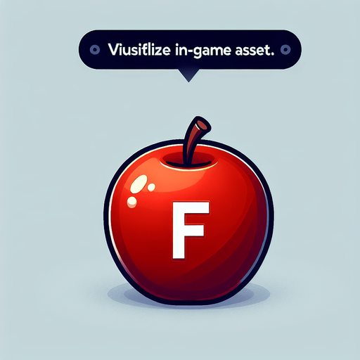 a white "F" on a red apple..
Single Game Texture. In-Game asset. 2d. Blank background. High contrast. No shadows.