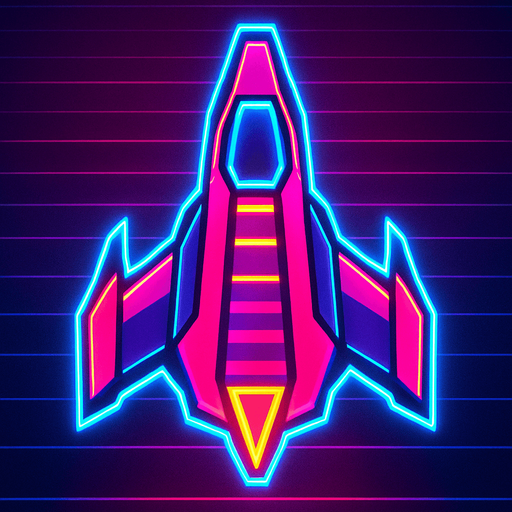 synthwave bright neon glow audiosurf or f-zero like ship
In-Game asset.  2d.  High contrast.  No shadows. facing upright vertical