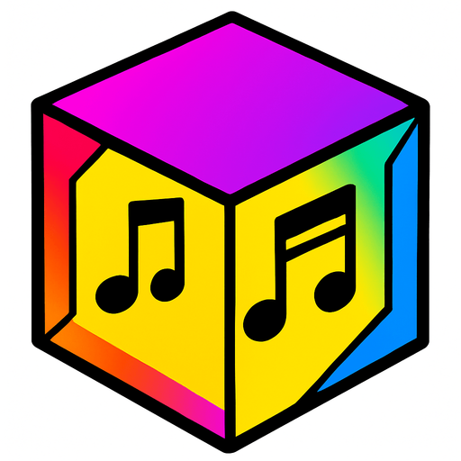 a prismatic rotating cube with notes inside.
In-Game asset.  2d.  High contrast.  No shadows