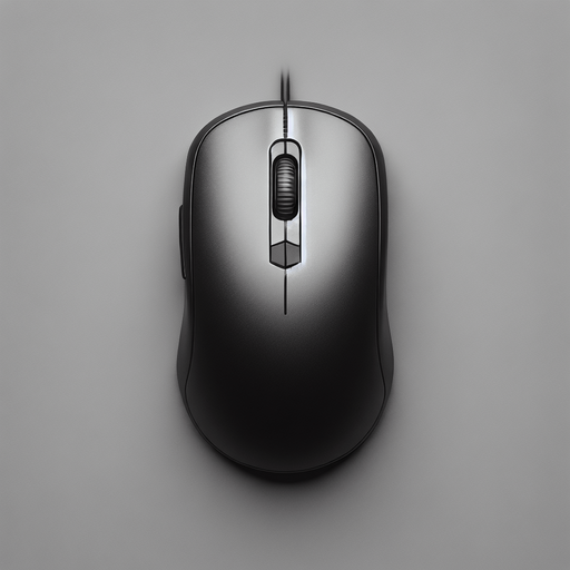 computer mouse top view.
Single Game Texture. In-Game asset. 2d. Blank background. High contrast. No shadows.