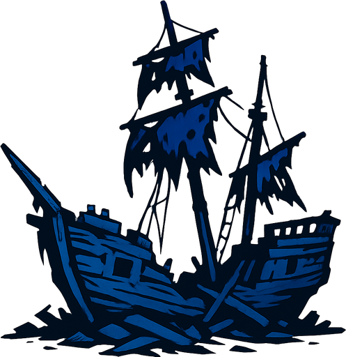 broken ship.
In-Game asset.  2d.  High contrast.  No shadows