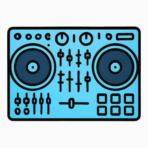 açık mavi dj masası ekipmanı.
In-Game asset.  2d.  High contrast.  No shadows