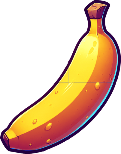 banana.
Single Game Texture.  In-Game asset.  2d.  Blank background.  High contrast.  No shadows
