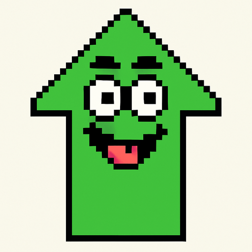 Create Arrow with silly face pixel art.
In-Game asset.  2d.  High contrast.  No shadows