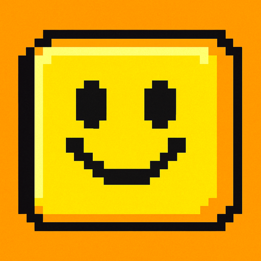 Happy yellow block.
In-Game asset.  2d.  High contrast.  No shadows