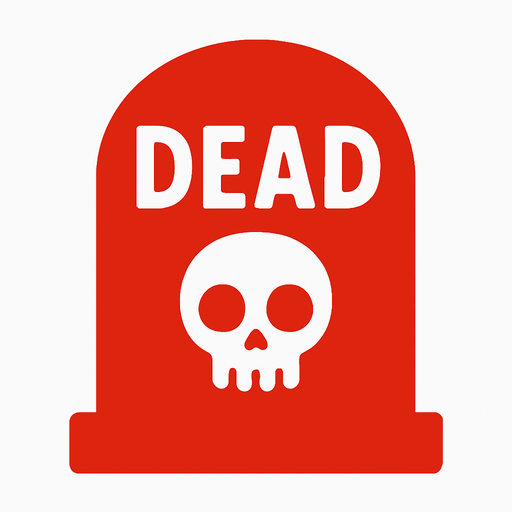 dead logo obstacle red color.
In-Game asset.  2d.  High contrast.  No shadows