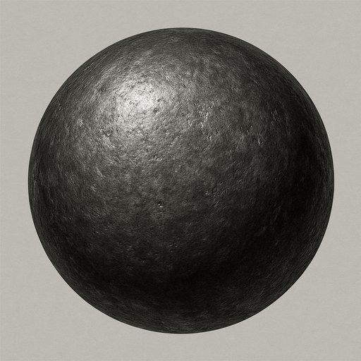 realistic iron ball bullet (sphere).
In-Game asset.  2d.  High contrast.  No shadows