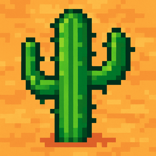 vazoda olmayan bir çöl kaktüsü yap pixel şekilde.
In-Game asset.  2d.  High contrast.  No shadows