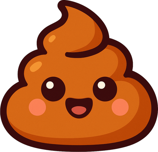 Make a drawing of a cute poop.
In-Game asset.  2d.  High contrast.  No shadows