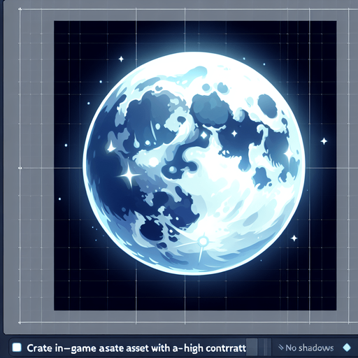 A moon..
Single Game Texture. In-Game asset. 2d. Blank background. High contrast. No shadows.