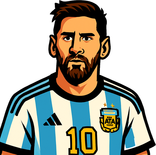 Lionel Messi.
In-Game asset.  2d.  High contrast.  No shadows