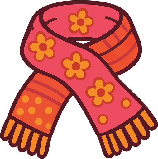 cute design scarf top view..
In-Game asset.  2d.  High contrast.  No shadows