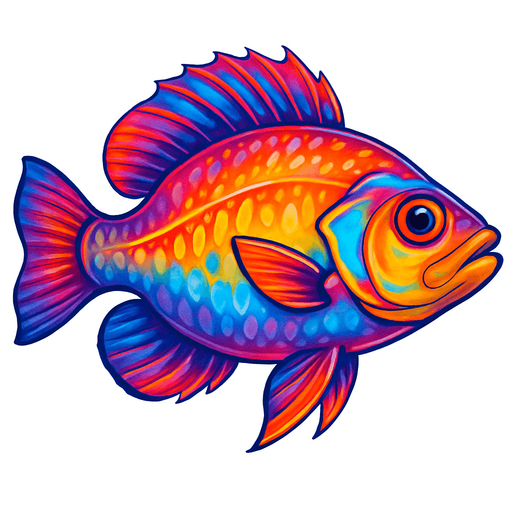 colorfull realistic fish.
In-Game asset.  2d.  High contrast.  No shadows