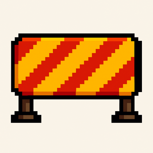 A pixel rectangle barrier.
In-Game asset.  2d.  High contrast.  No shadows. Pixel