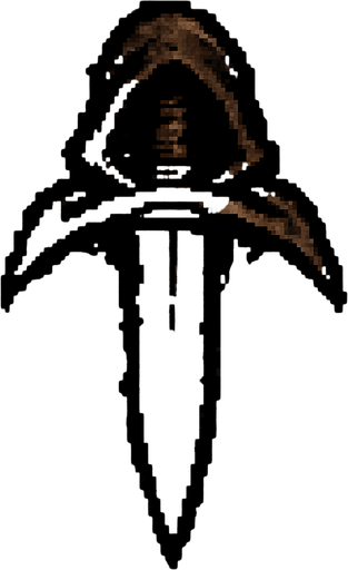 Suikastçı bıçağı logosu Dark souls style 2d pixel art.
In-Game asset.  2d.  High contrast.  No shadows