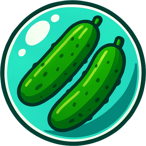 2 cucumbers inside a glass  bubble.
In-Game asset.  2d.  High contrast.  No shadows