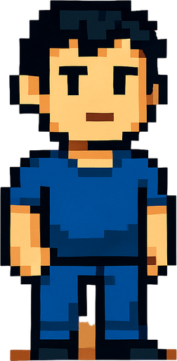 Personaje hombre casual mirando a la cámara pixel art.
In-Game asset.  2d.  High contrast.  No shadows