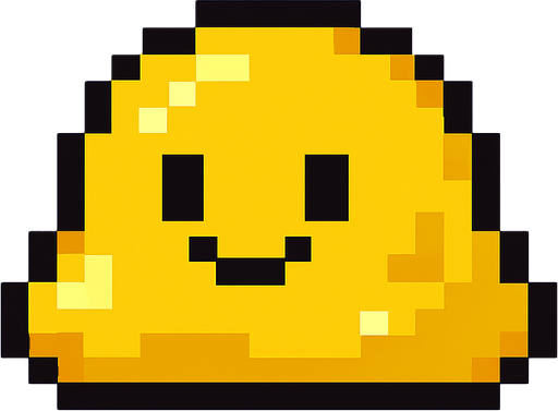 Slime amarillo, pixelart.
In-Game asset.  2d.  High contrast.  No shadows