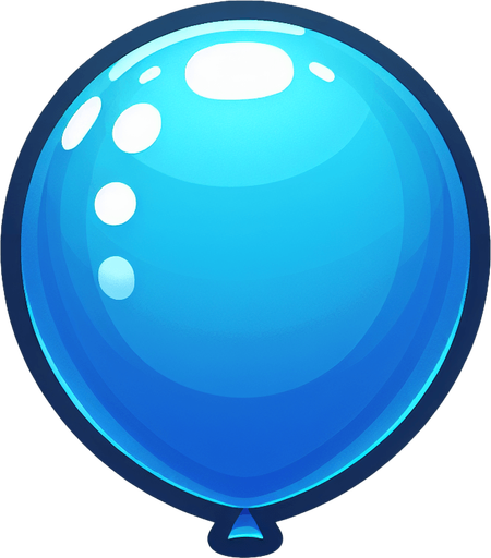 mavi balon.
Single Game Texture.  In-Game asset.  2d.  Blank background.  High contrast.  No shadows