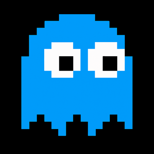 Pacman blue ghost.
In-Game asset.  2d.  High contrast.  No shadows
