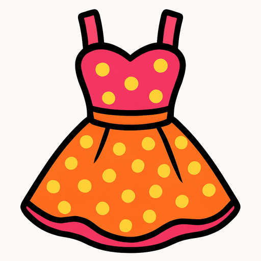 cute designer dress top view..
In-Game asset.  2d.  High contrast.  No shadows