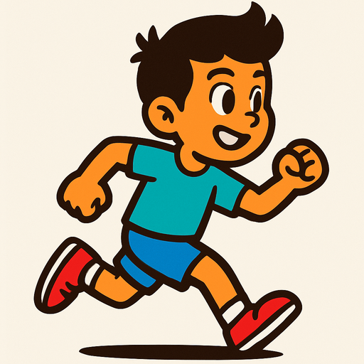 Boy running.
In-Game asset.  2d.  High contrast.  No shadows