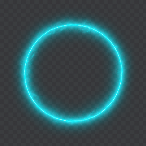 A thin expanding ring with energy distortion

```
- Outer ring: 4-6 pixels thick, bright cyan (#00FFFF)
- Inner ring: 2-3 pixels thick, white (#FFFFFF) 
- Ring thickness: Tapers from thick to thin as it expands
- Transparency: Ring itself at 80% opacity
- Background: Completely transparent
- Edge treatment: Soft anti-aliased edges, slight glow effect
- Optional: Subtle "energy crackle" texture within the ring.
In-Game asset.  2d.  High contrast.  No shadows