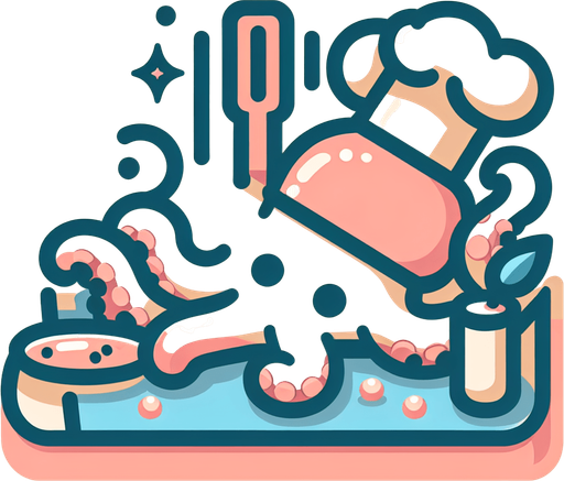 осьминог повар, минимализм, пастельные цвета
\.
Single Game Texture.  In-Game asset.  2d.  Blank background.  High contrast.  No shadows