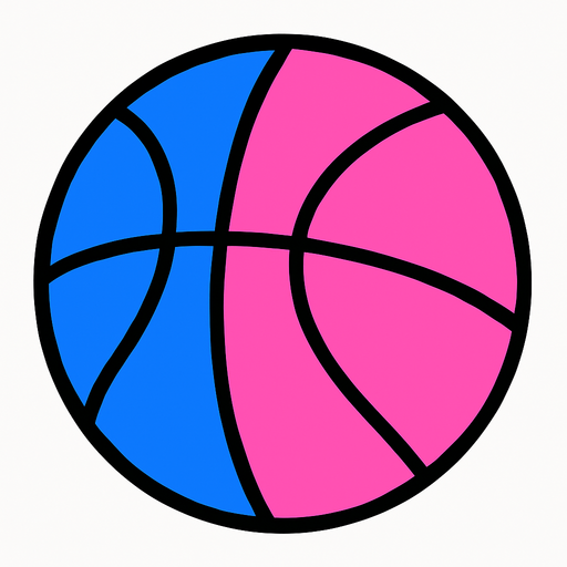 A half blue and half pink Basketball.
In-Game asset.  2d.  High contrast.  No shadows