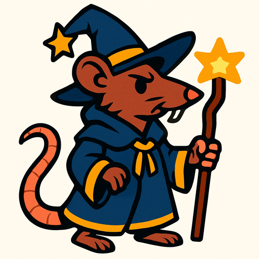 wizard rat.
In-Game asset.  2d.  High contrast.  No shadows