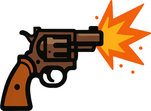 a firing western revolver
In-Game asset.  High contrast.  No shadows
