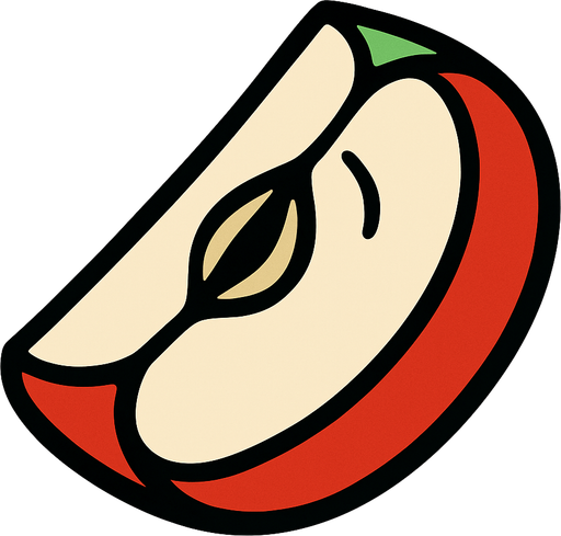 Aple piece.
In-Game asset.  2d.  High contrast.  No shadows