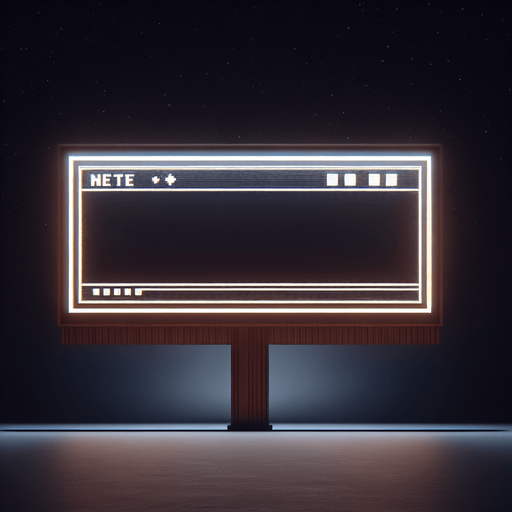 Empty black billboard.
Face view. Retro gaming style.