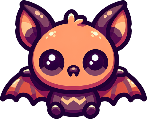 A cartoon style bat.
Single Game Texture. In-Game asset. 2d. Blank background. High contrast. No shadows.