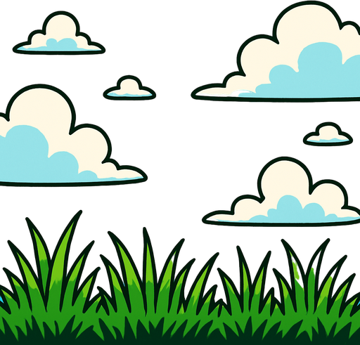 A sky with grass.
In-Game asset.  2d.  High contrast.  No shadows