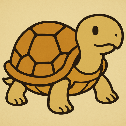 Turtle in professor Layton game style.
In-Game asset.  2d.  High contrast.  No shadows