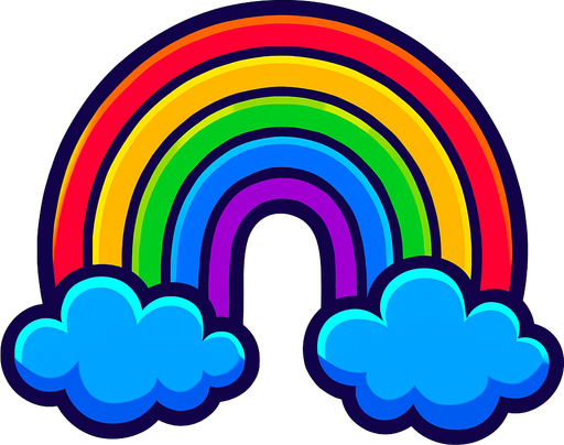 Rainbow effect. Vibrant..
In-Game asset.  2d.  High contrast.  No shadows