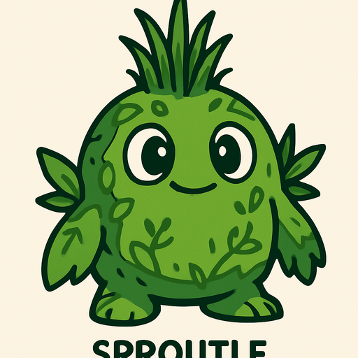 make creature image for grass elemental name is sproutle.
In-Game asset.  2d.  High contrast.  No shadows